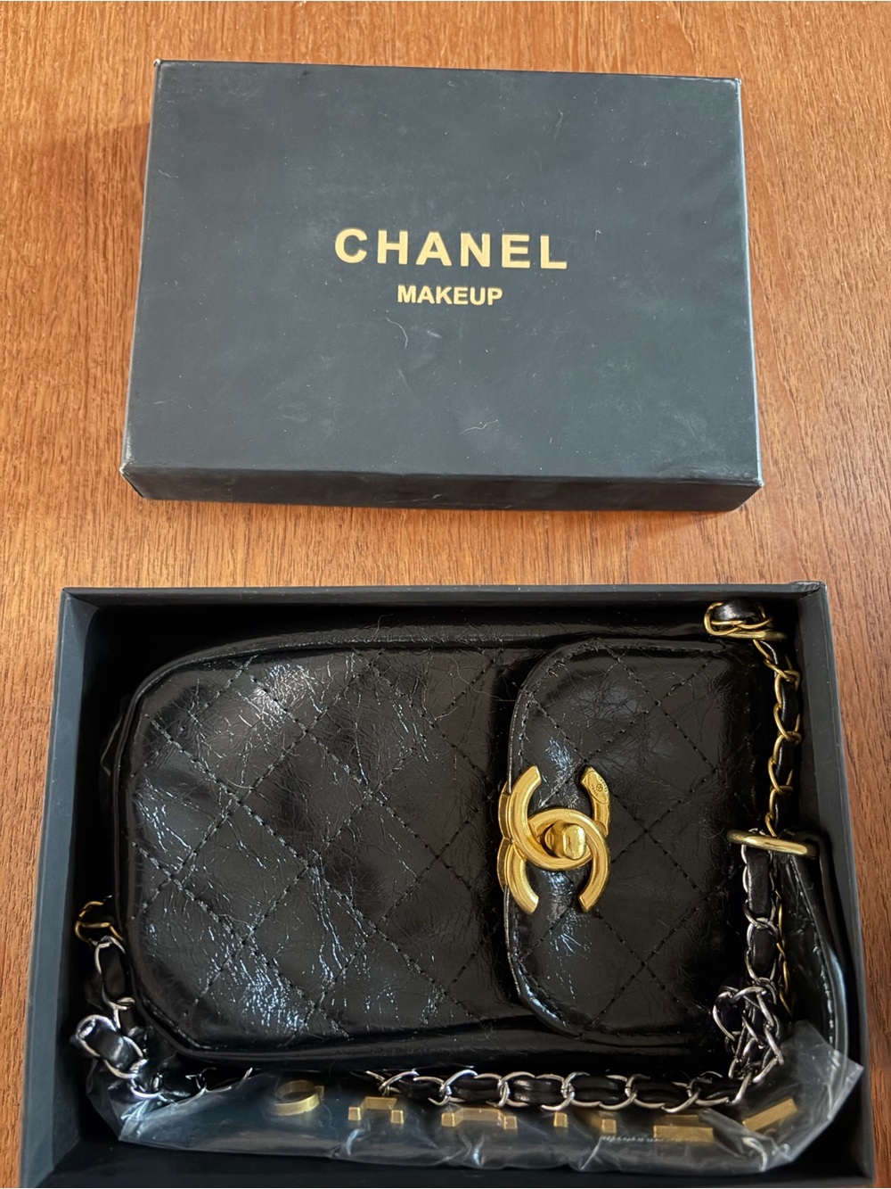 CHANEL GWP Black Quilted Crossbody Bag with Gold turnlock opening